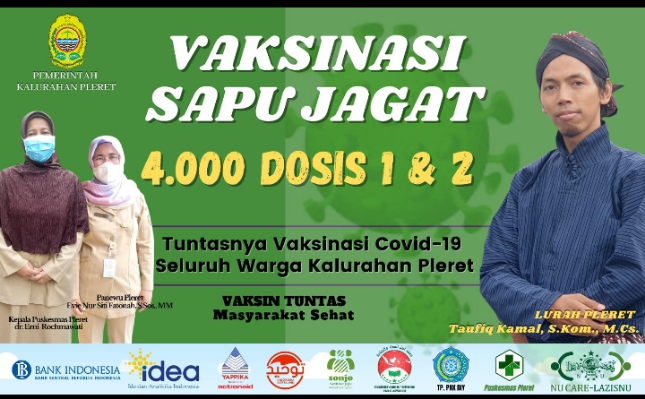 Vaksinasi Sapu Jagat 1.000 dosis 2 dan 3.000 dosis 1 vaksin di Kalurahan Pleret