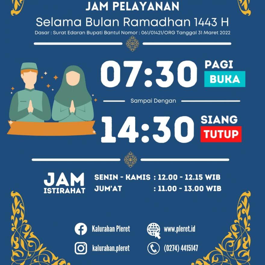 Jam Pelayanan Kalurahan Pada Bulan Puasa Tahun 2022